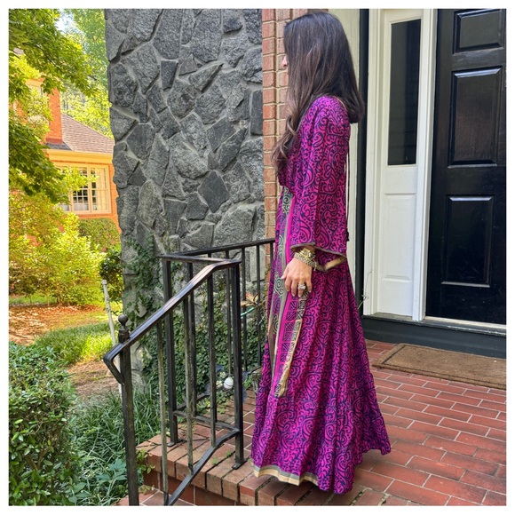 41 Beautiful Boho Silk Blend One of Kind Maxi Dress - Picture 6 of 7